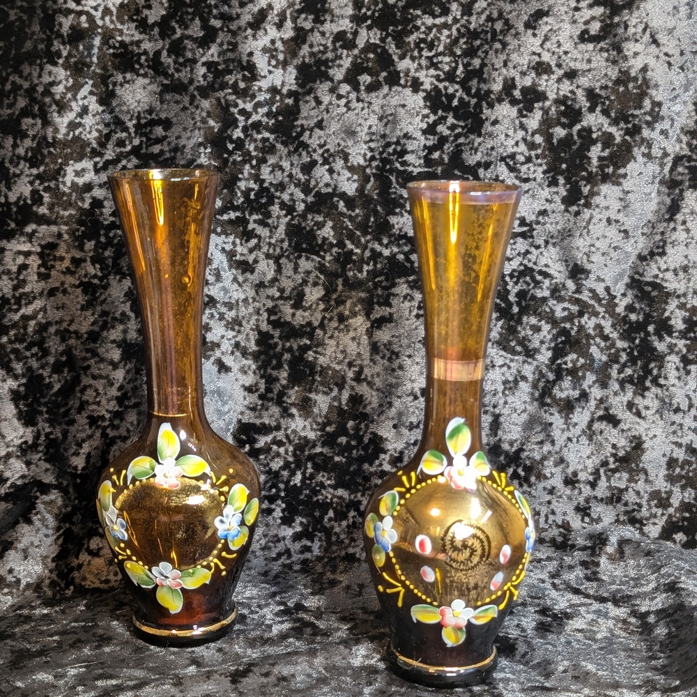 Handcrafted Floral Amber Vases